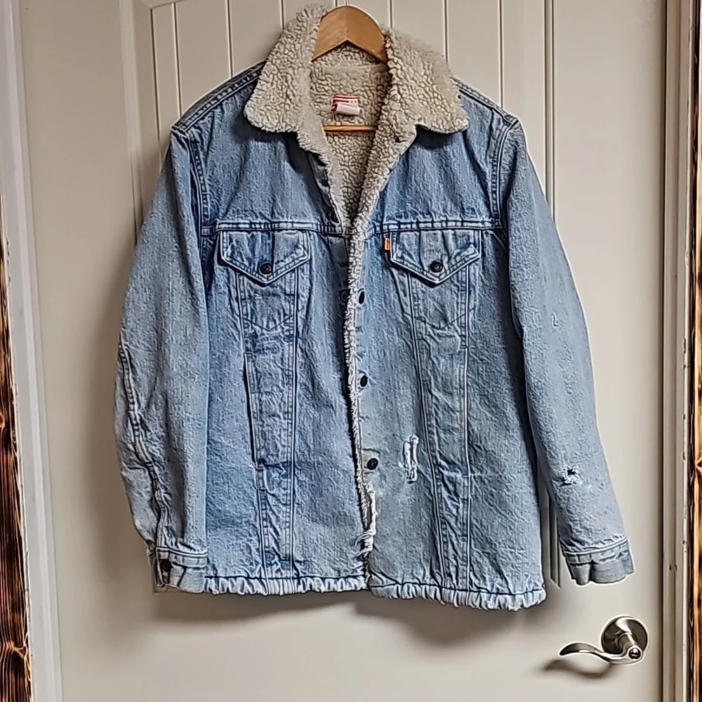 Rare Vintage Levi's Workwear Sherpa Truckers Coat - Picture 1 of 10
